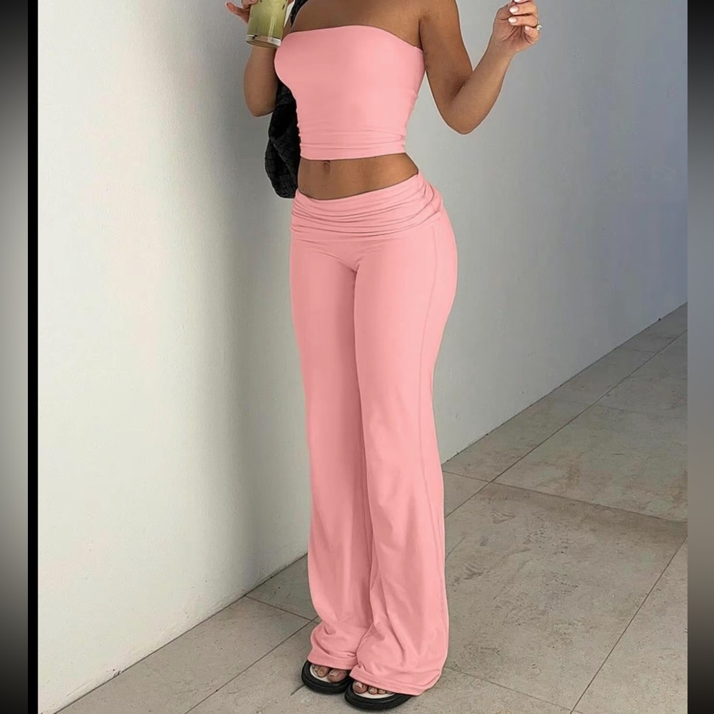 Two Piece Pink Strapless Set